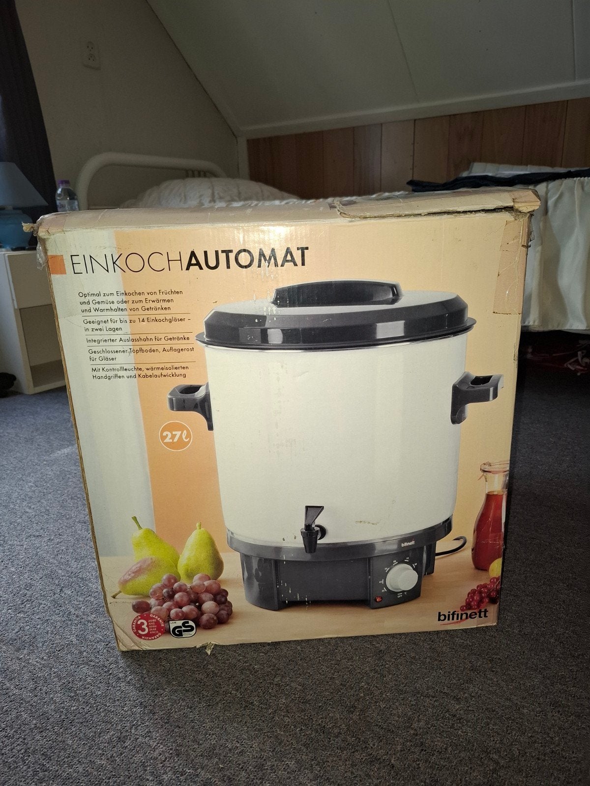 Bifinett weckautomaat / inmaakketel 27 liter 1800W, Huis en Inrichting, Ophalen, Kunststof, Wit, Overige merken