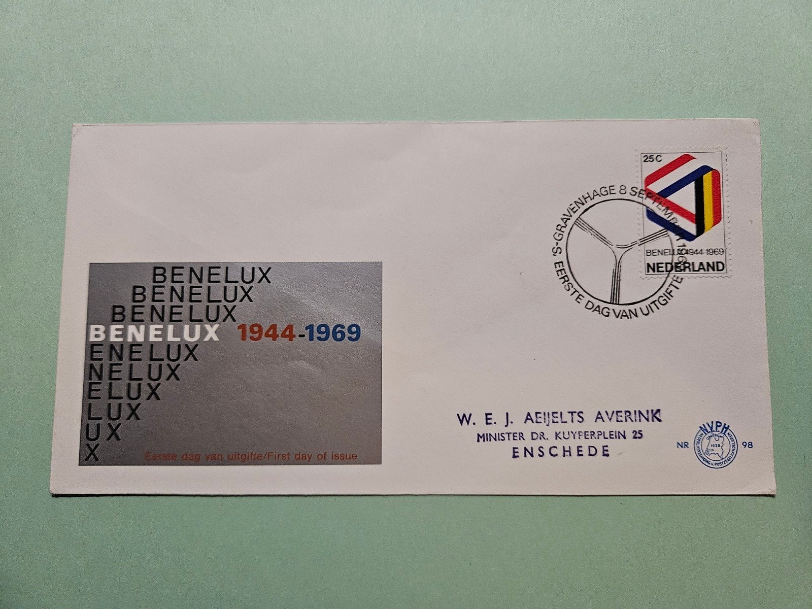 79) Benelux 1969, Postzegels en Munten, Postzegels | Eerstedagenveloppen, Ophalen of Verzenden, Beschreven, Nederland