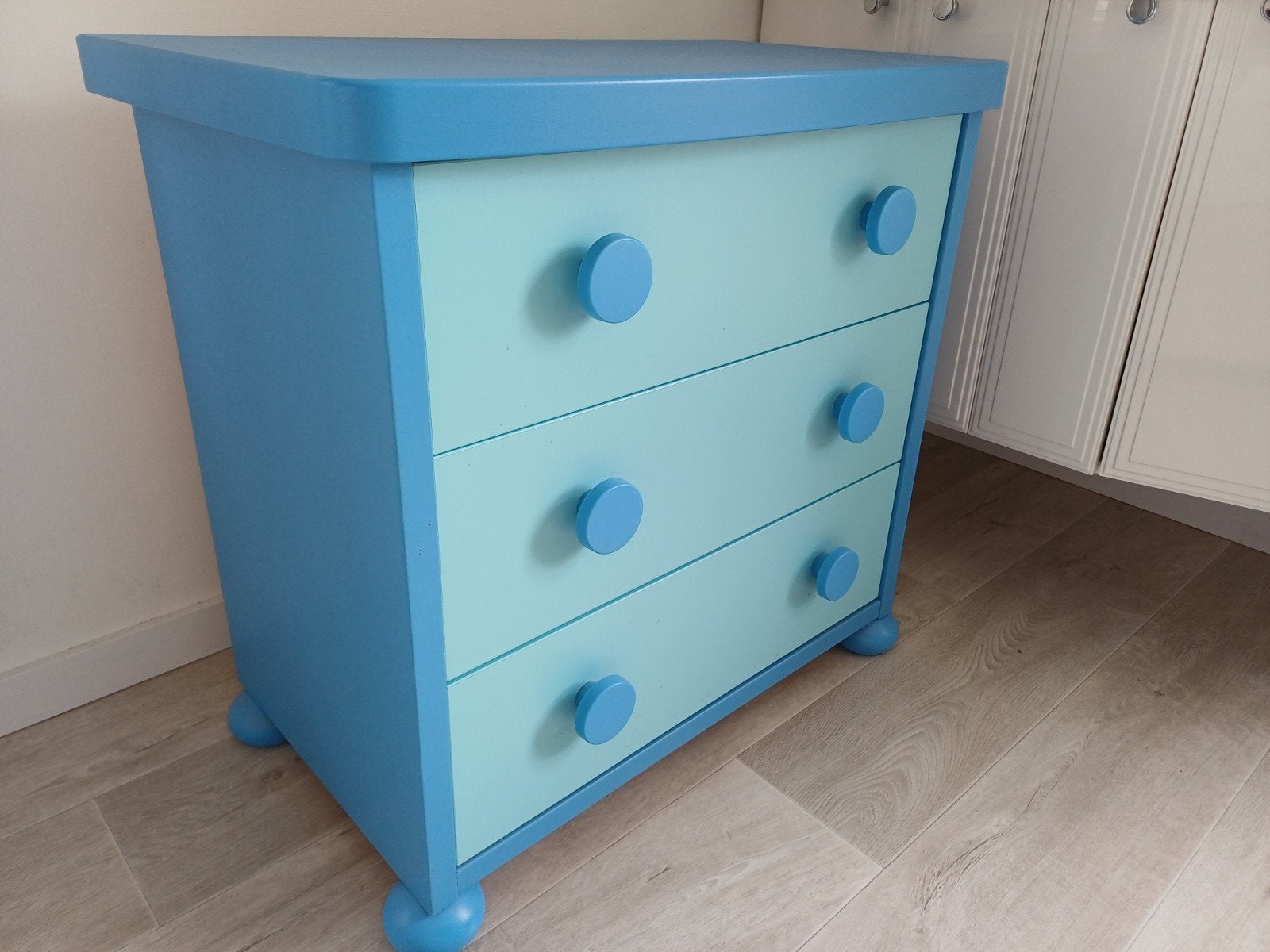 Vintage Ikea ladekastje - Blauw met 3 laden, Ophalen, Gebruikt, Vintage, Speels, 50 tot 100 cm