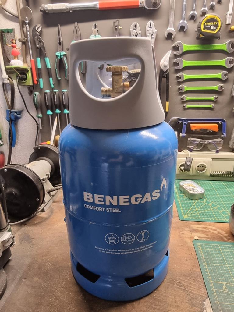 Benegas Comfort Steel gasfles vol- Statiegeld, Ophalen, Gebruikt