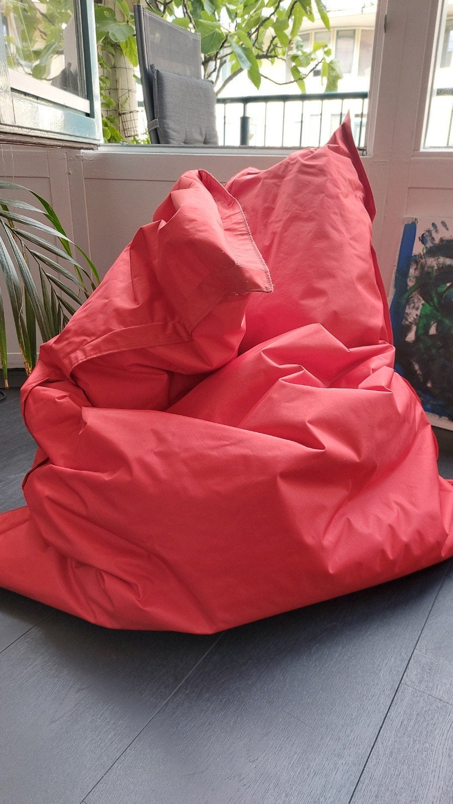 Knalrode schone zitzak - 130x100 cm, Ophalen, Zo goed als nieuw, Rood, Zitzak