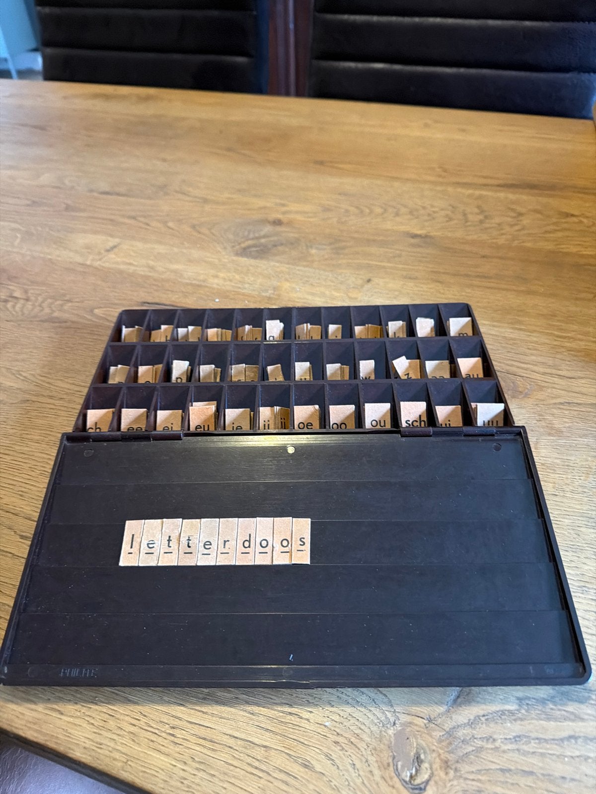 Philite letterdoos - Vintage educatief speelgoed, Ophalen of Verzenden, Gebruikt
