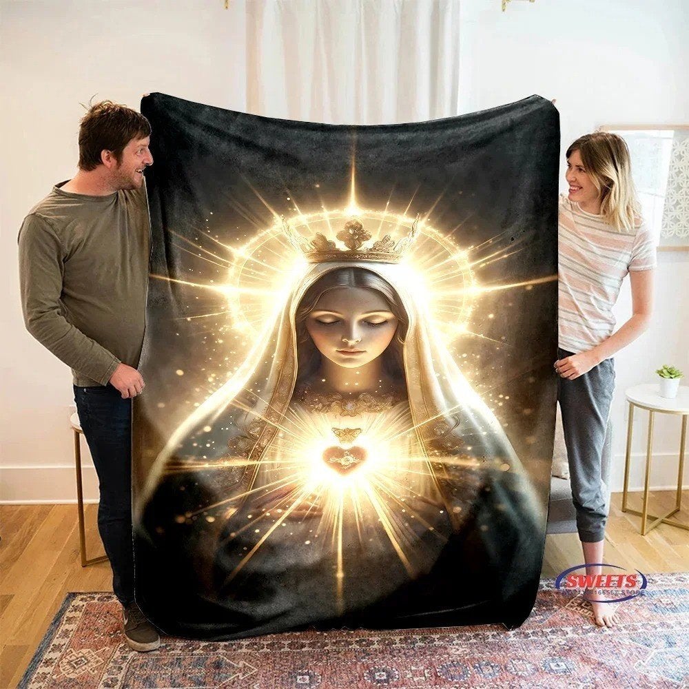 Prachtige zachte pluche deken - Maagd Maria, Ophalen of Verzenden, Nieuw