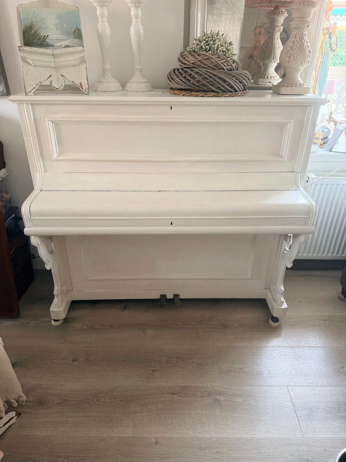Antieke witte piano - Decoratief en sfeervol, Ophalen, Gebruikt, Wit, Piano