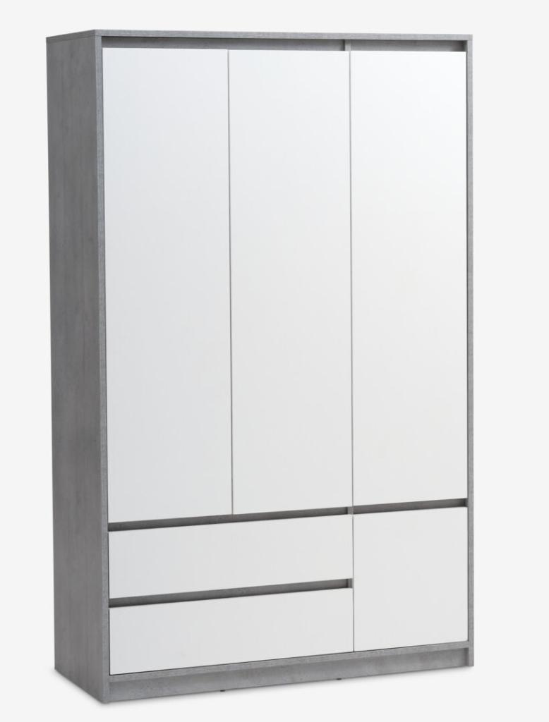 Kledingkast BILLUND 119x193x50 wit/beton, 150 tot 200 cm, Zo goed als nieuw, 150 tot 200 cm, 50 tot 75 cm