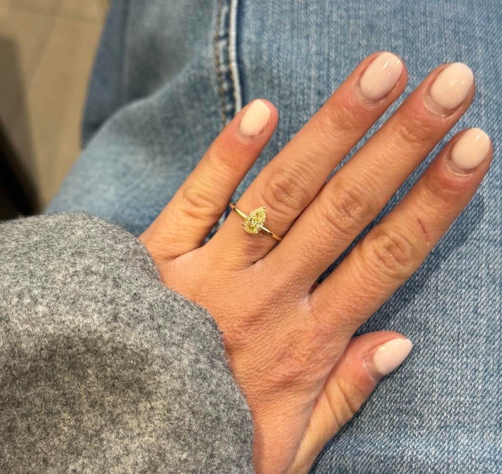 Nieuwe 14k Gouden Ring met Gele Diamant (peervorm), Sieraden, Tassen en Uiterlijk, Ringen, Ophalen, 19 tot 20, Nieuw, Met edelsteen