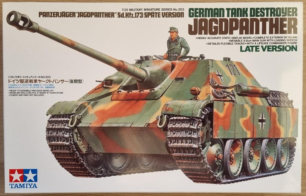 Tamiya 35203 1:35 WWII German Tank Destroyer Jagdpanther, Hobby en Vrije tijd, Modelbouw | Auto's en Voertuigen, Tank, 1:32 tot 1:50