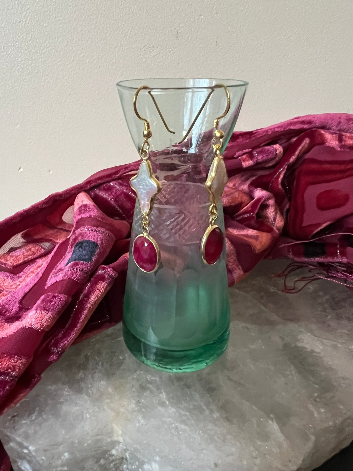Robijn parel zoetwater zilver beschermt liefde passie geluk, Sieraden, Tassen en Uiterlijk, Hangers, Magnolia11, Nieuw, Ophalen of Verzenden