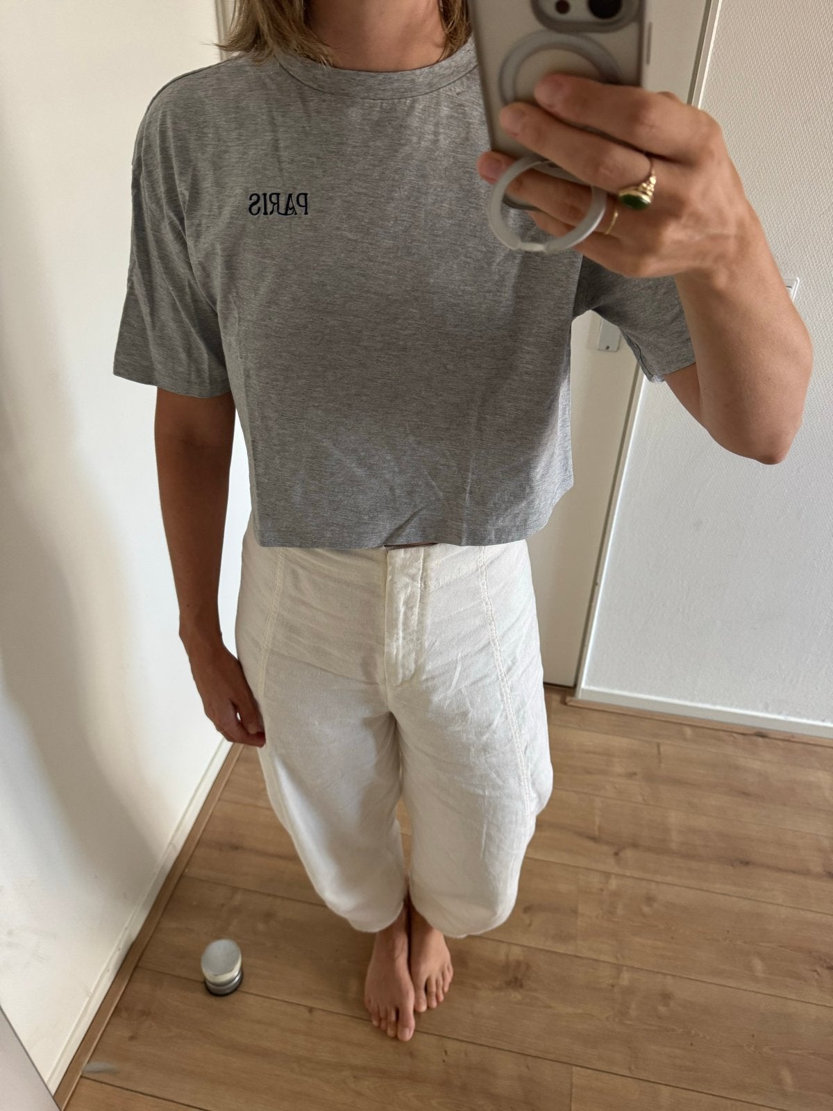 Costes grijs T-shirt met 'Paris' opdruk, maat S, Ophalen of Verzenden, Zo goed als nieuw, Korte mouw, Maat 36 (S)