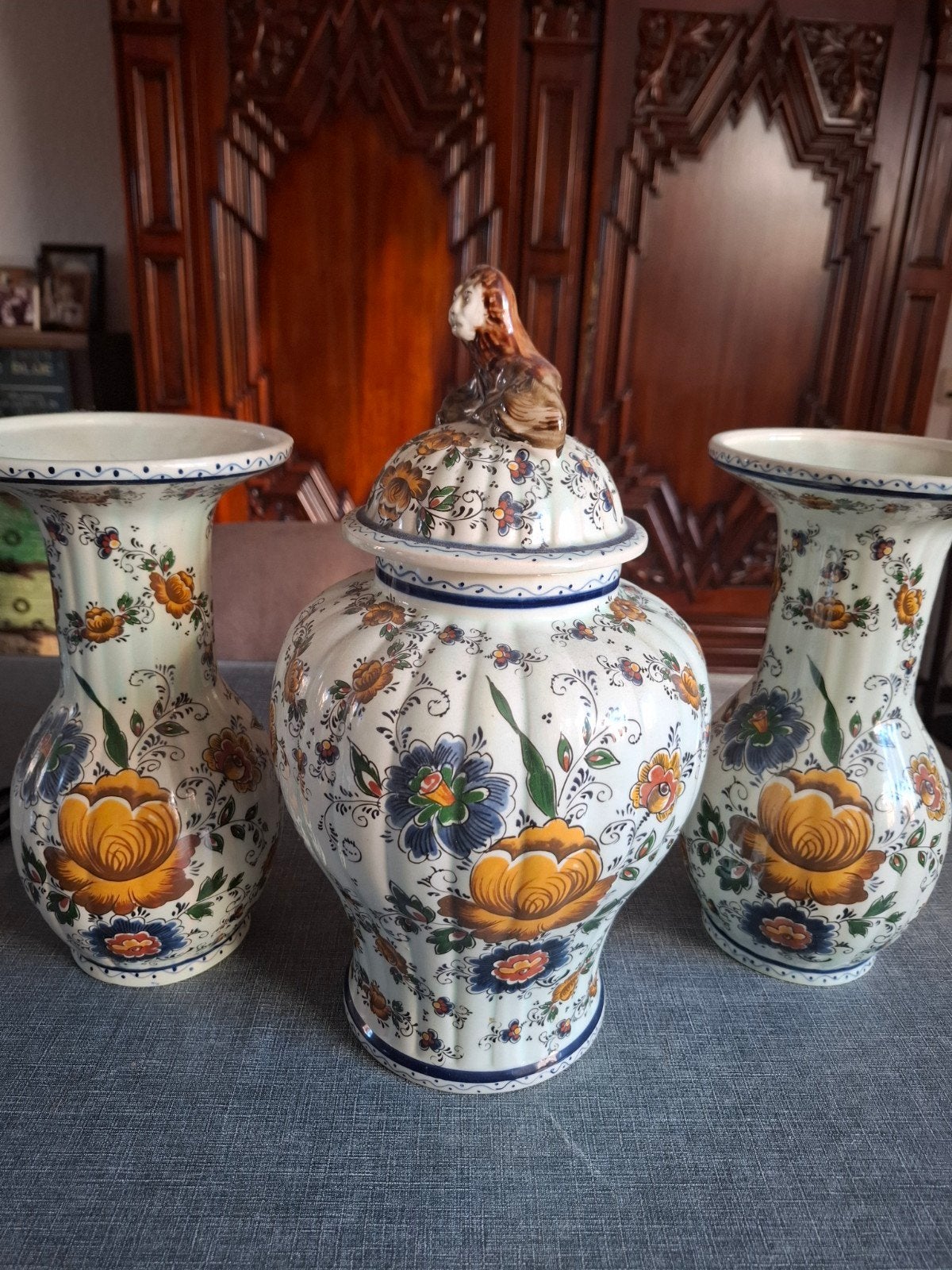 Delfts Blauw Vaas en Pot Set - Handgeschilderd, Antiek en Kunst, Ophalen