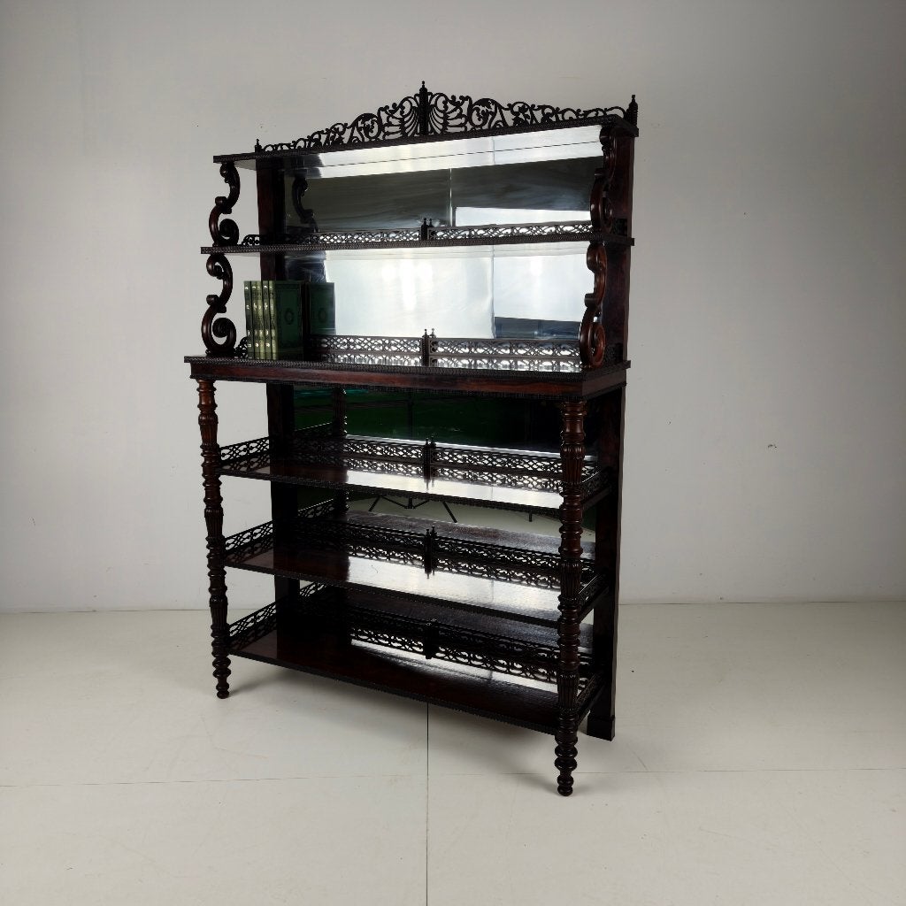 Hoogwaardige palissander étagère met fronton, 19e eeuw stijl, Antiek en Kunst, Antiek | Meubels | Kasten, Ophalen of Verzenden