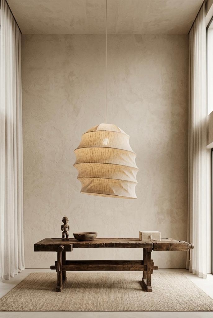 Grote linnen lampion lamp - Sfeervolle hanglamp, Ophalen of Verzenden, Zo goed als nieuw, Stof, 75 cm of meer