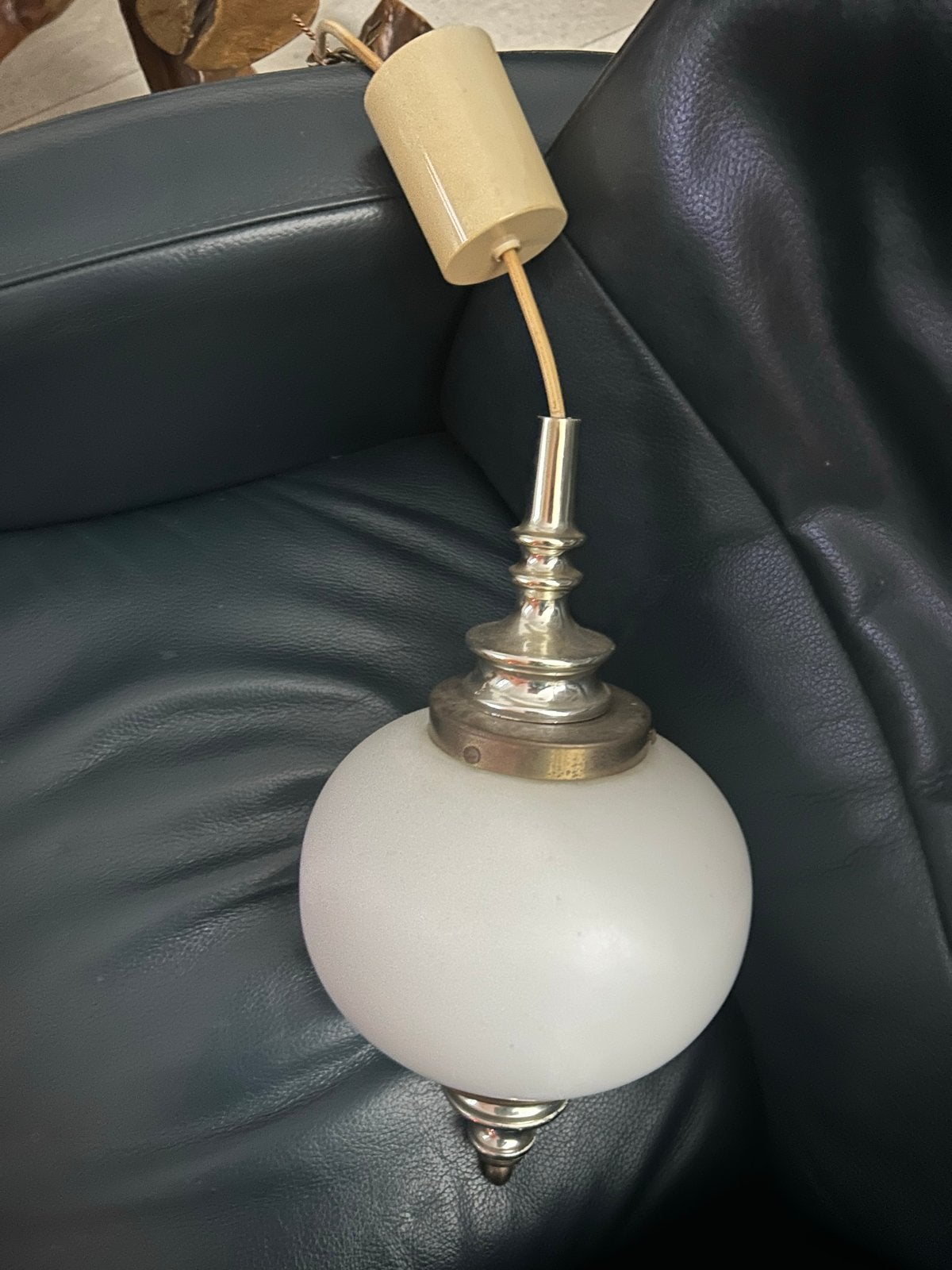 Vintage Hanglamp met Melkglas Bol, Verzenden, Gebruikt, Glas