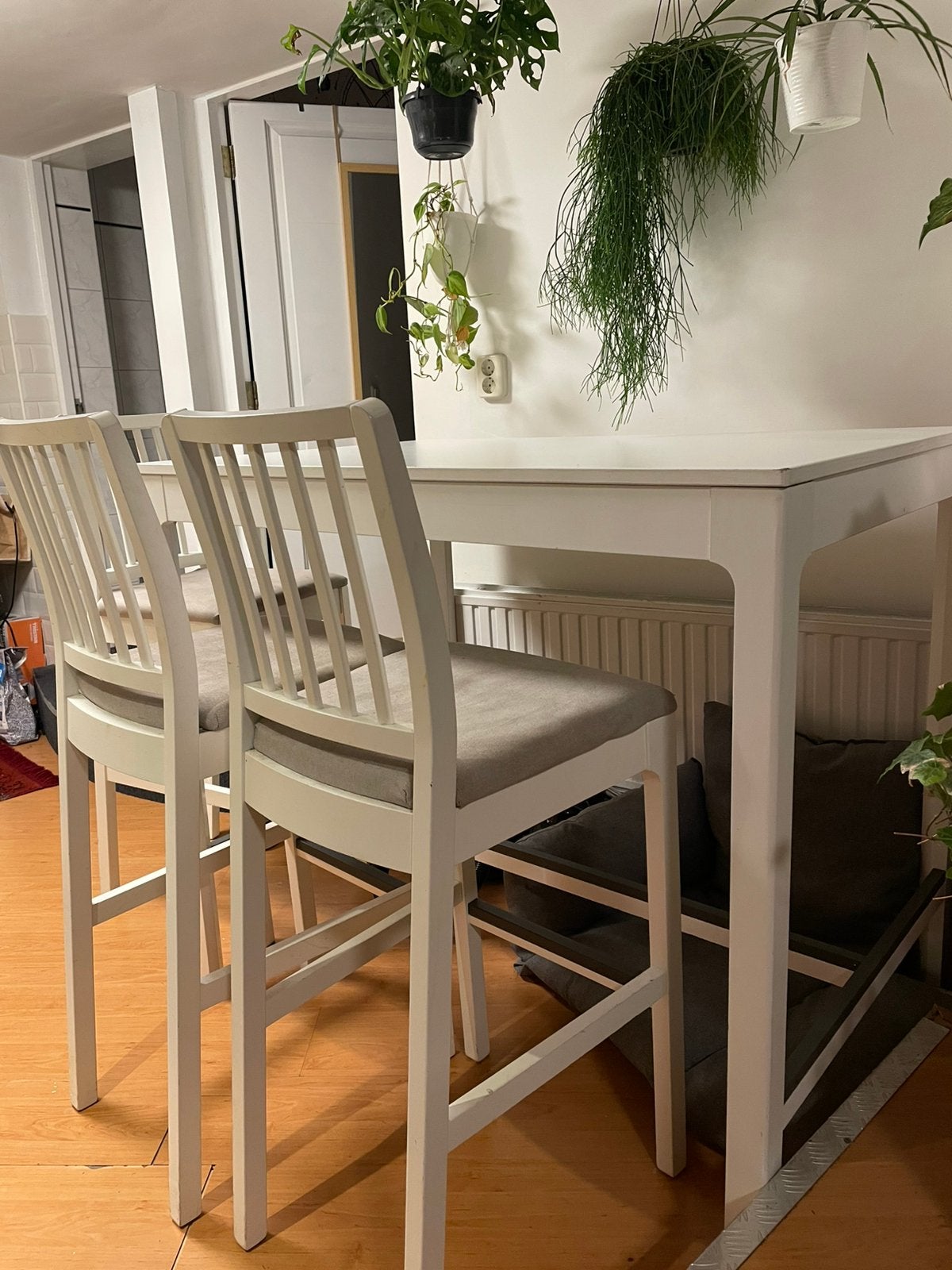 50€ ! IKEA eettafel met x4 stoelen - kussens vervangbaar, Gebruikt, 100 tot 150 cm, Ophalen of Verzenden, Vier personen