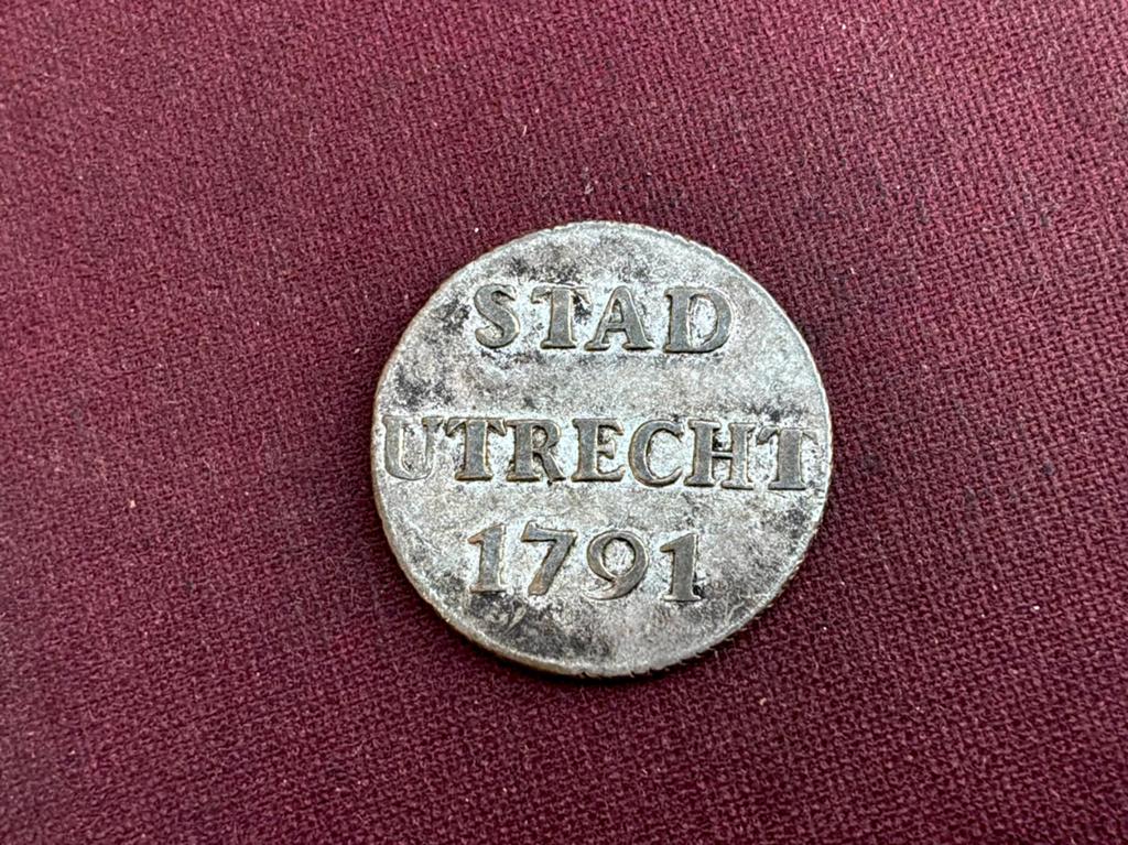 Zilveren duit utrecht 1791 kabelrand, Postzegels en Munten, Munten | Nederland, Ophalen of Verzenden, Vóór koninkrijk, Overige waardes