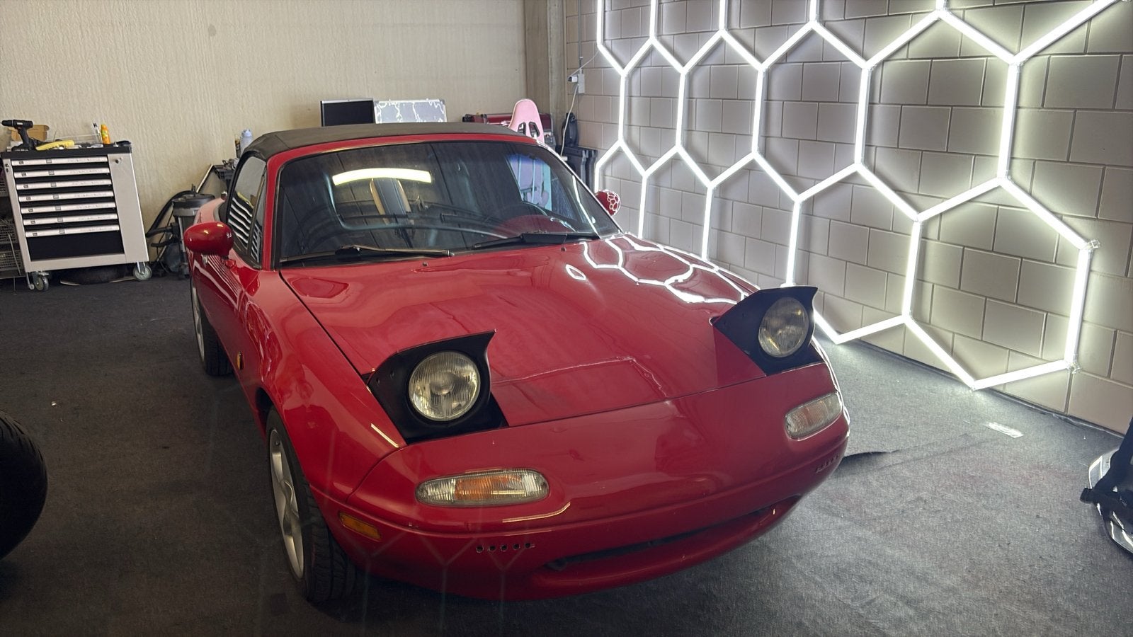 Mazda MX-5 1.6 U9 1993 Rood, Achterwielaandrijving, Zwart, 4 cilinders, Cabriolet
