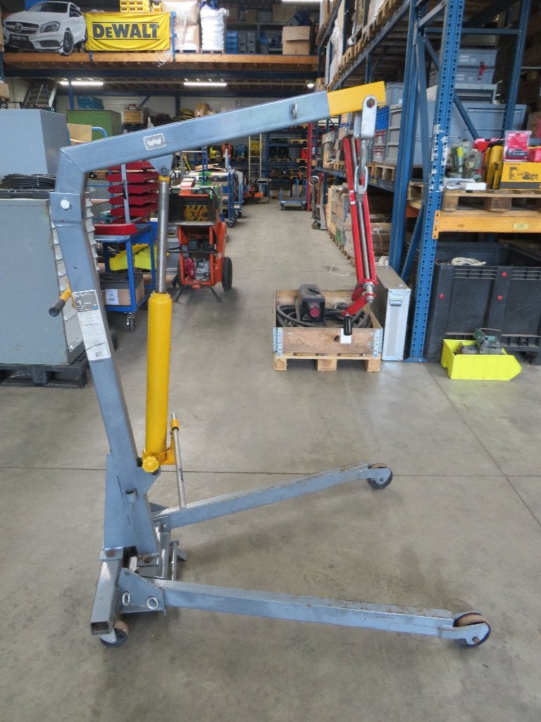 motortakel werkplaatskraan inklapbaar met evenaar 1000kg, Doe-het-zelf en Verbouw, Lieren en Takels, Ophalen, Gebruikt, Zandhaarweg