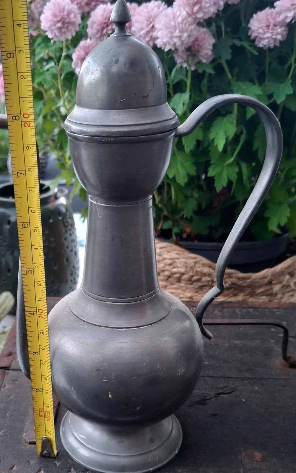 Mooie tinnen schenkkan met oude stempel, 25 cm hoog, Antiek en Kunst, Ophalen