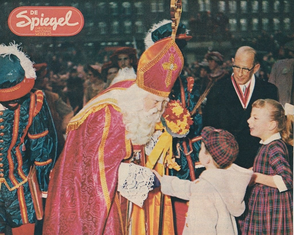 Vintage knipsel 1958 Sinterklaas Zwarte Piet & Dikkie, Verzamelen, Verzenden, Overige typen