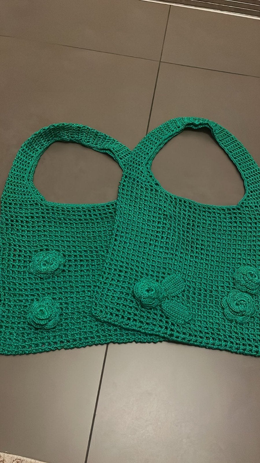 Handgemaakte gehaakte tas/shopper met bloemen, Ophalen of Verzenden, Nieuw, Shopper