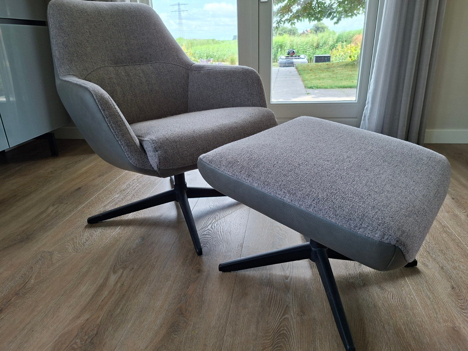 Xooon fauteuil Vernon met voetenbank, Ophalen, Modern, Comfortabel, Stof, 75 tot 100 cm