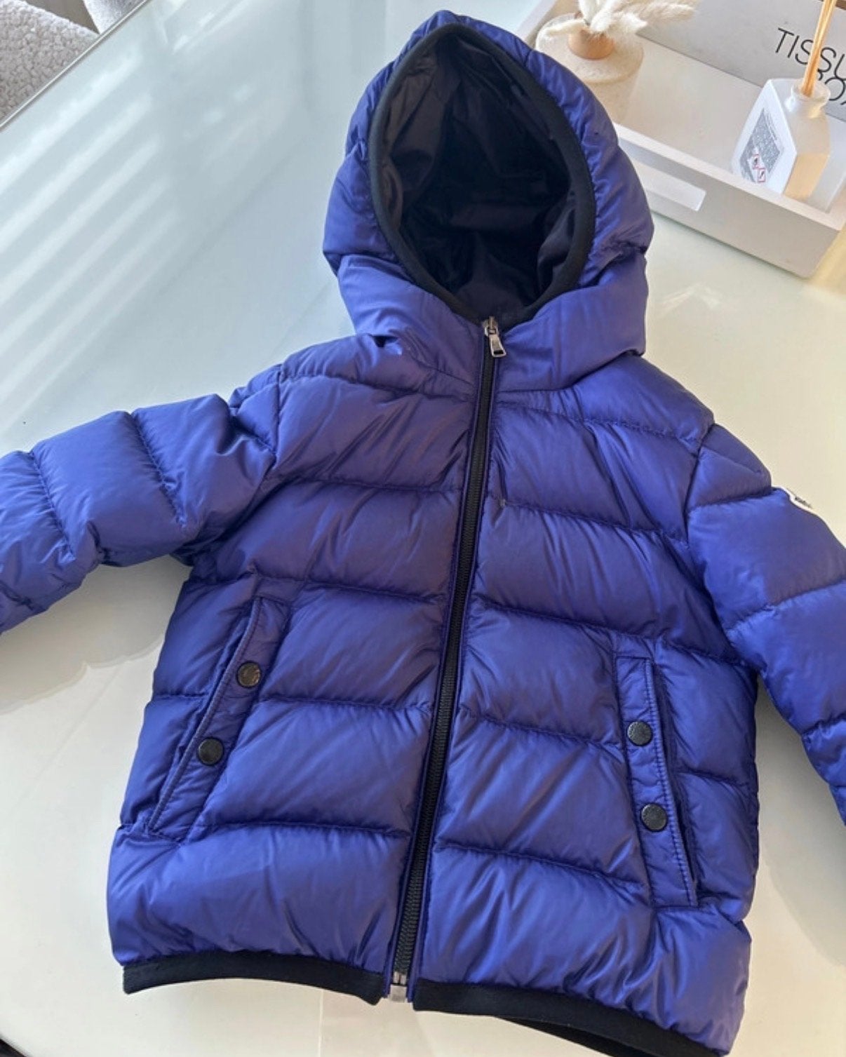 Moncler jas maat 92, Ophalen of Verzenden, Zo goed als nieuw, Jongen of Meisje, Jas