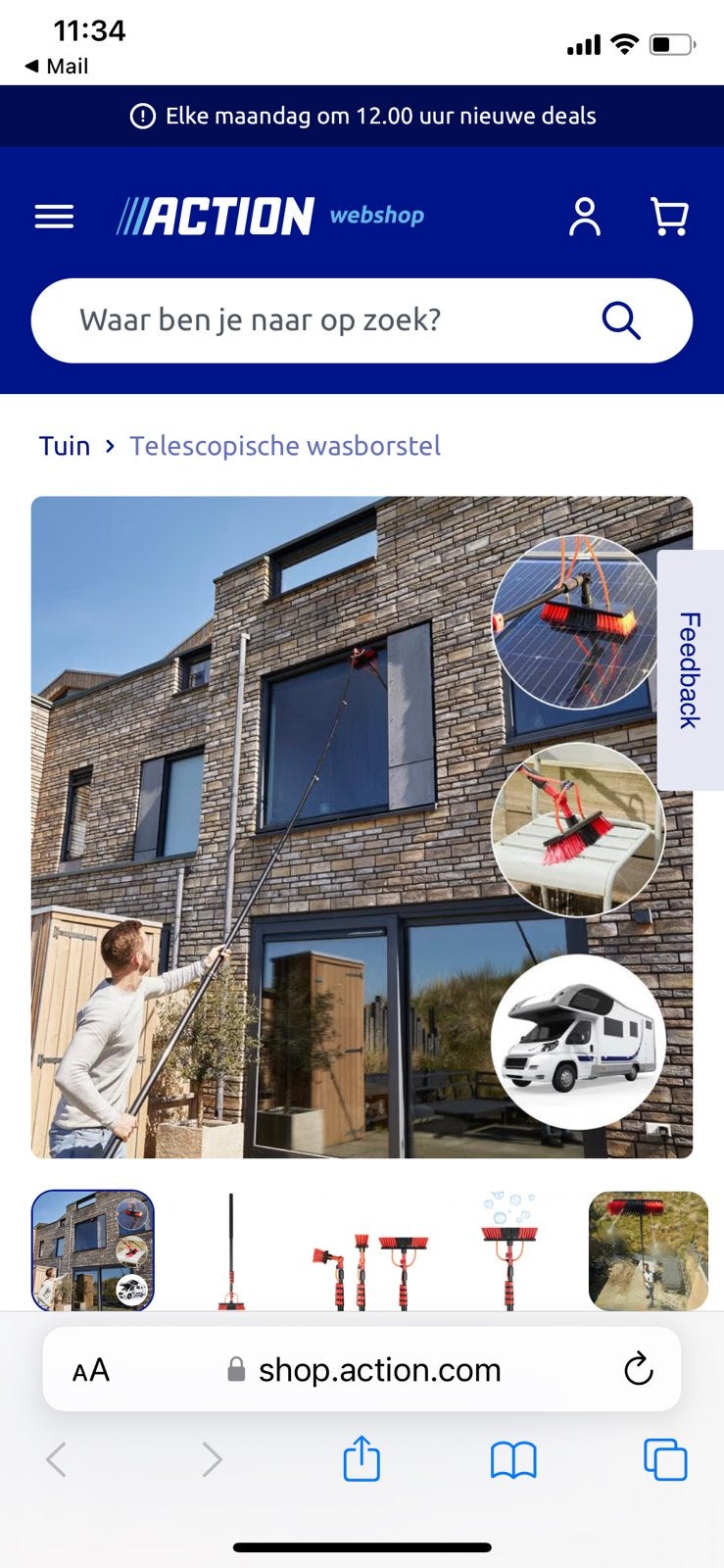 Telescopische wasborstel, Ophalen