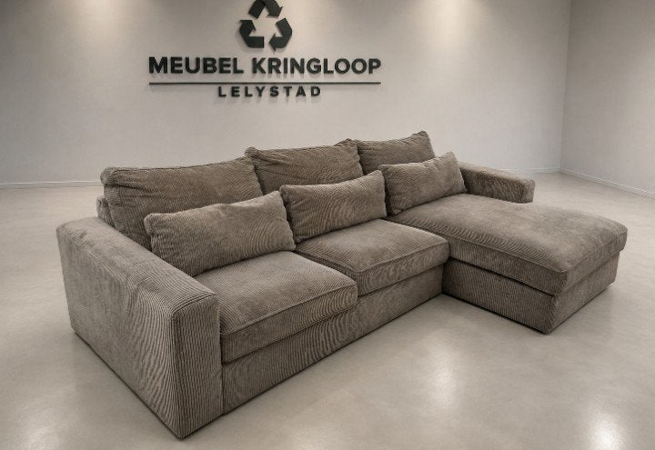 hoekbank 290x180cm ribstof - Gereinigd -, ., 125 cm of meer, Ophalen of Verzenden, Zo goed als nieuw