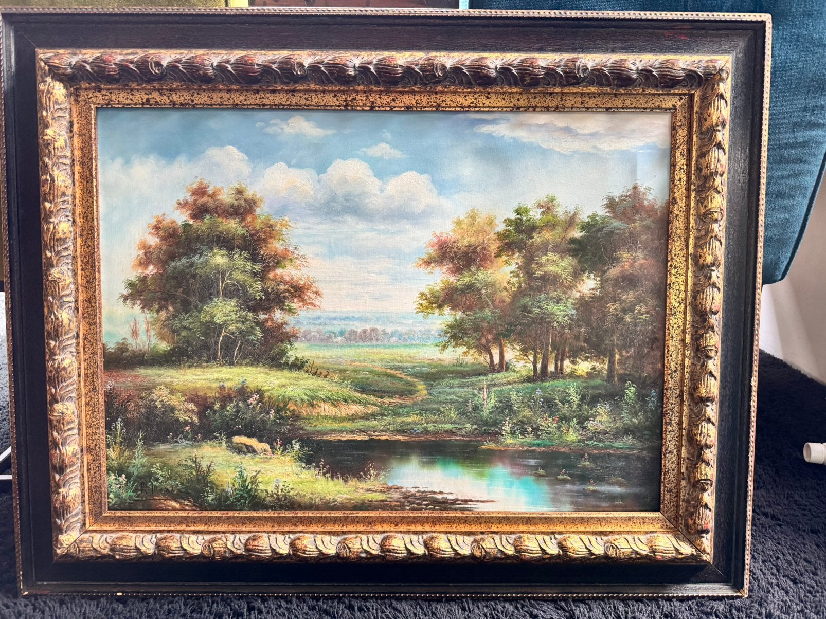 Schilderij in mooie lijst bruin/goud 73 x 93, Ophalen