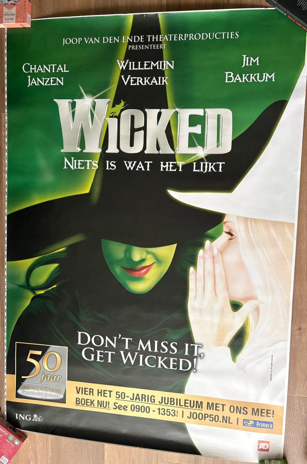 Grote poster musical Wicked Nederland (bushokjesformaat), Ophalen, Zo goed als nieuw