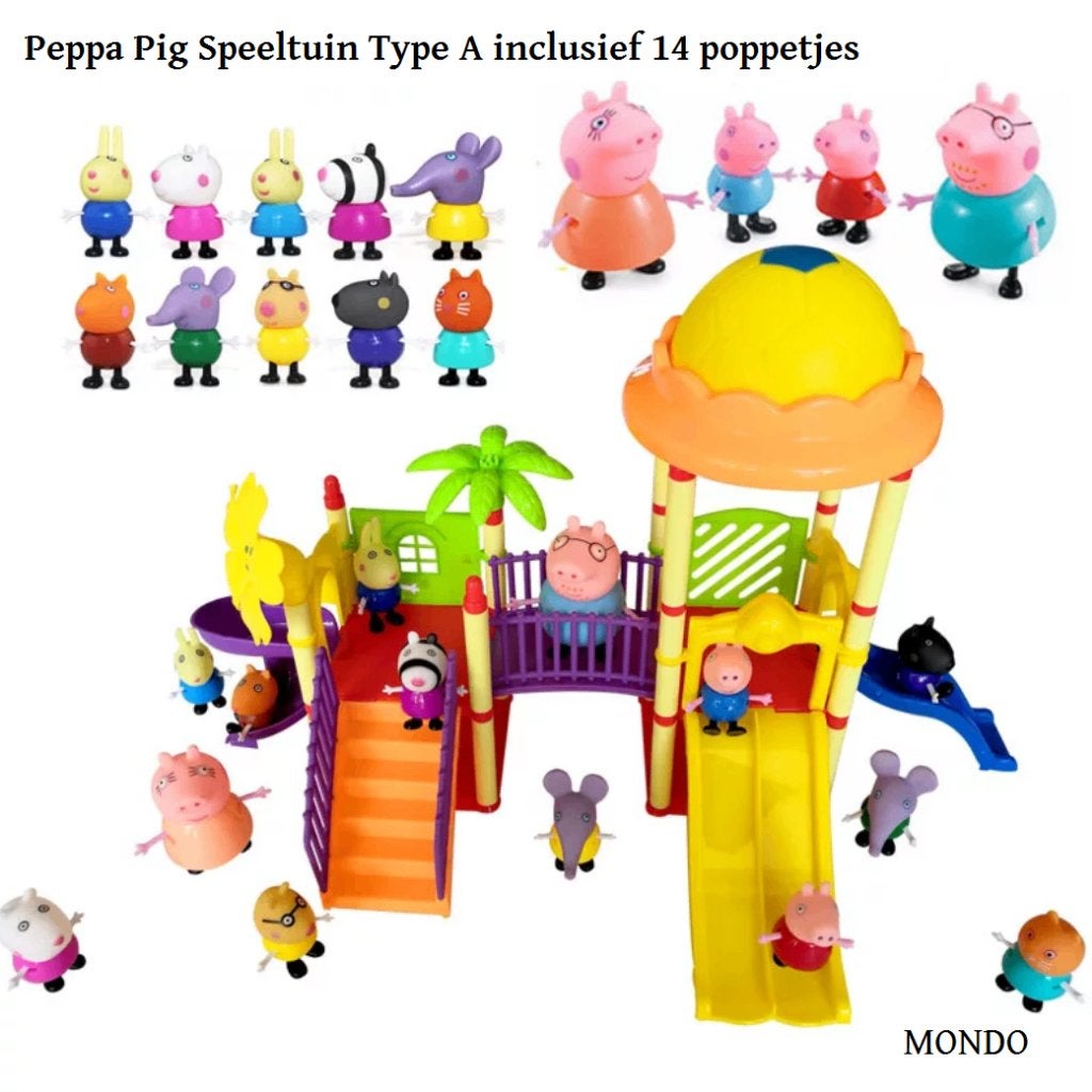 SET Peppa Pig speeltuin + 14 Poppetjes figuurtjes speelgoed, Ophalen of Verzenden, Nieuw