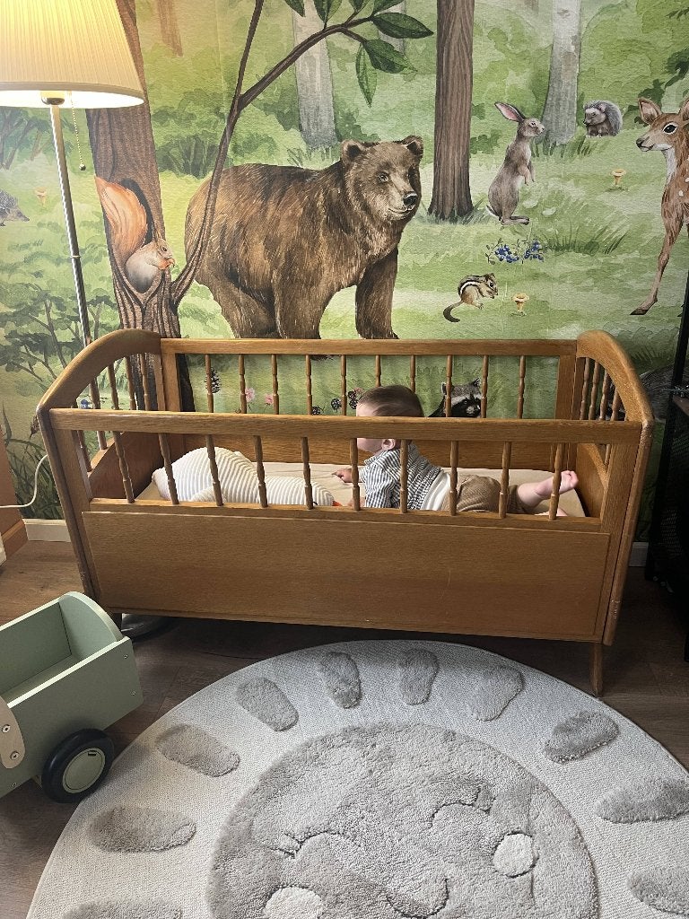 Vintage wooden crib, Ophalen, Gebruikt, Minder dan 140 cm, Matras