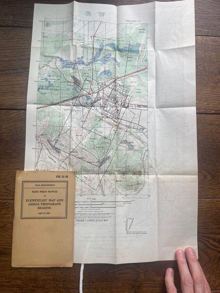 WO2 Amerikaans voorschrift gebruik kompas kaartlezen 1941, Verzamelen, Amerika, Verzenden, Boek of Tijdschrift