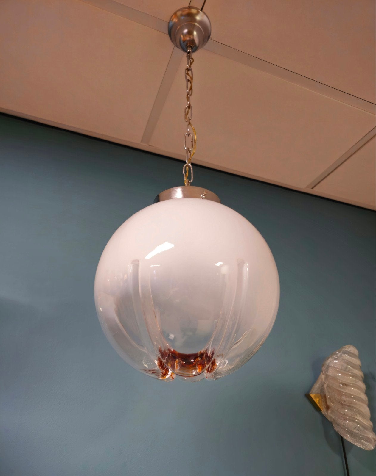 Vintage Mazzega Murano Bollamp Hanglamp - Lampen, Ophalen of Verzenden