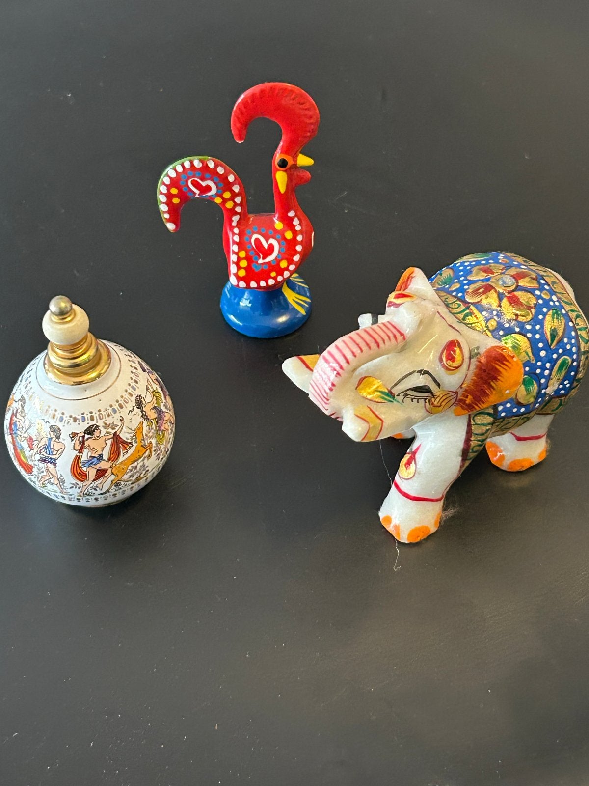 Decoratieve beeldjes: Portugese haan, olifant en potje, Ophalen of Verzenden, Gebruikt