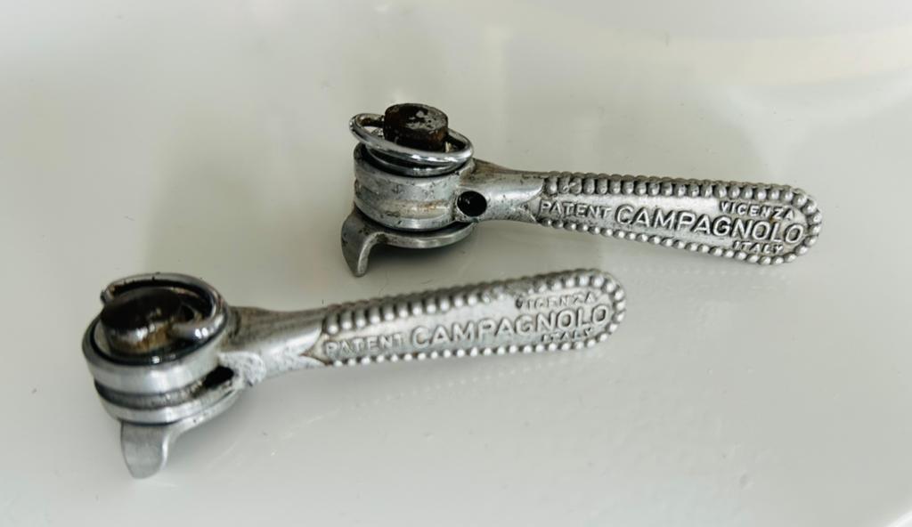 Campagnolo Nuovo Record downtube shifters jaren ‘70-‘80, Fietsen en Brommers, Fietsonderdelen, Gebruikt, Overige typen, Ophalen of Verzenden