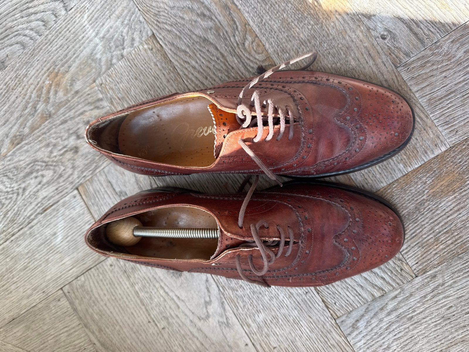 Greve heren brogues cognac leer maat 42 (UK 7,5 J), Ophalen of Verzenden, Gedragen, Bruin, Veterschoenen