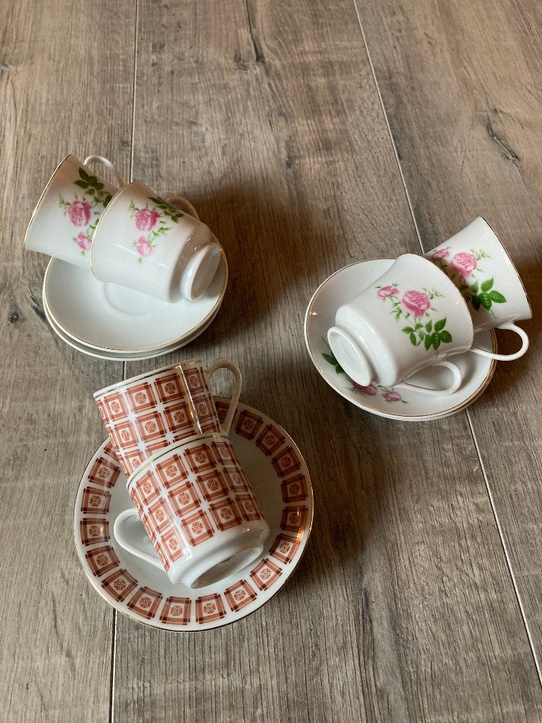 Vintage antiek kinderservies serviesje kop en schotels 6x, Antiek en Kunst, Ophalen of Verzenden