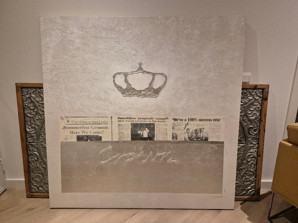Mixed media kunstwerk Crown & Chandelier, Overige stijlen, Doek, Ophalen of Verzenden, Overige onderwerpen