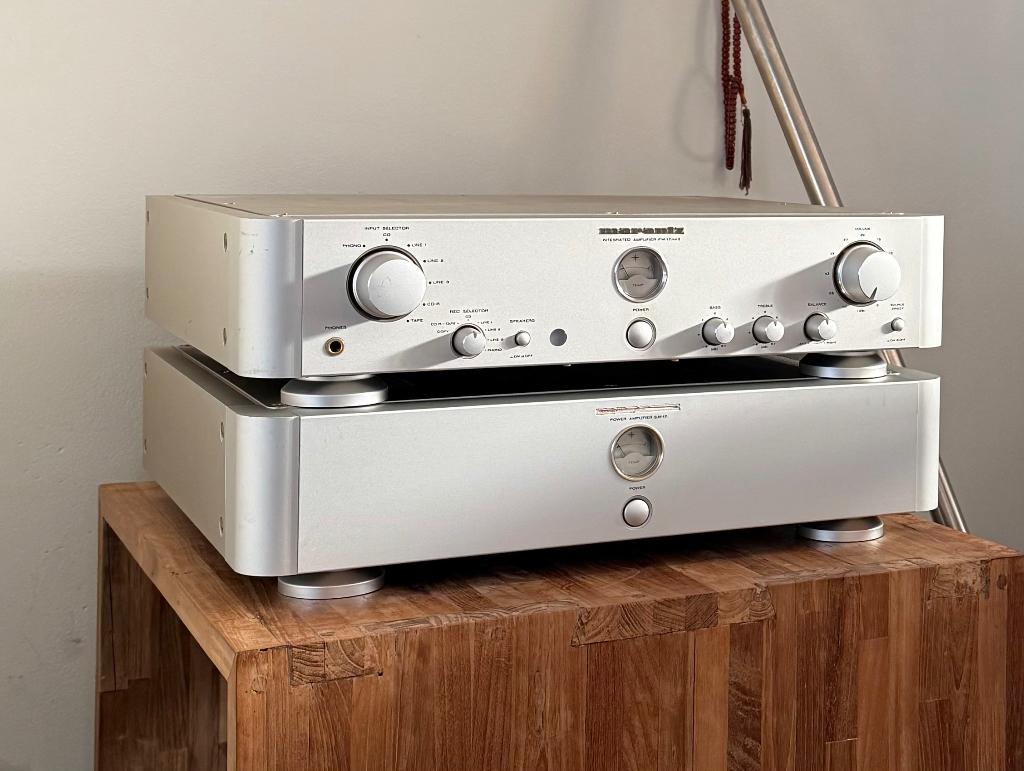 Marantz PM-17 MKII versterker en SM-17 eindversterker, Zo goed als nieuw, 60 tot 120 watt, Stereo, Ophalen