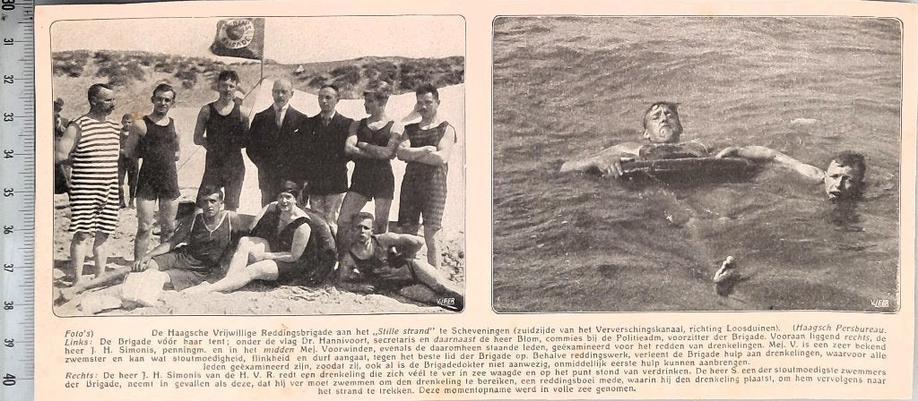 Redding 1917; de Haagse reddingsbrigade op het Stille Strand, Verzenden, Voor 1940, Gebruikt, Overige onderwerpen