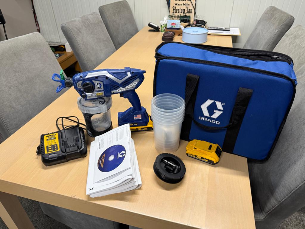 Graco Ultra Max Verfspuit met Accu en Oplader, Doe-het-zelf en Verbouw, Schildersmaterialen, Ophalen, Gebruikt, Verfspuit of Verfpomp