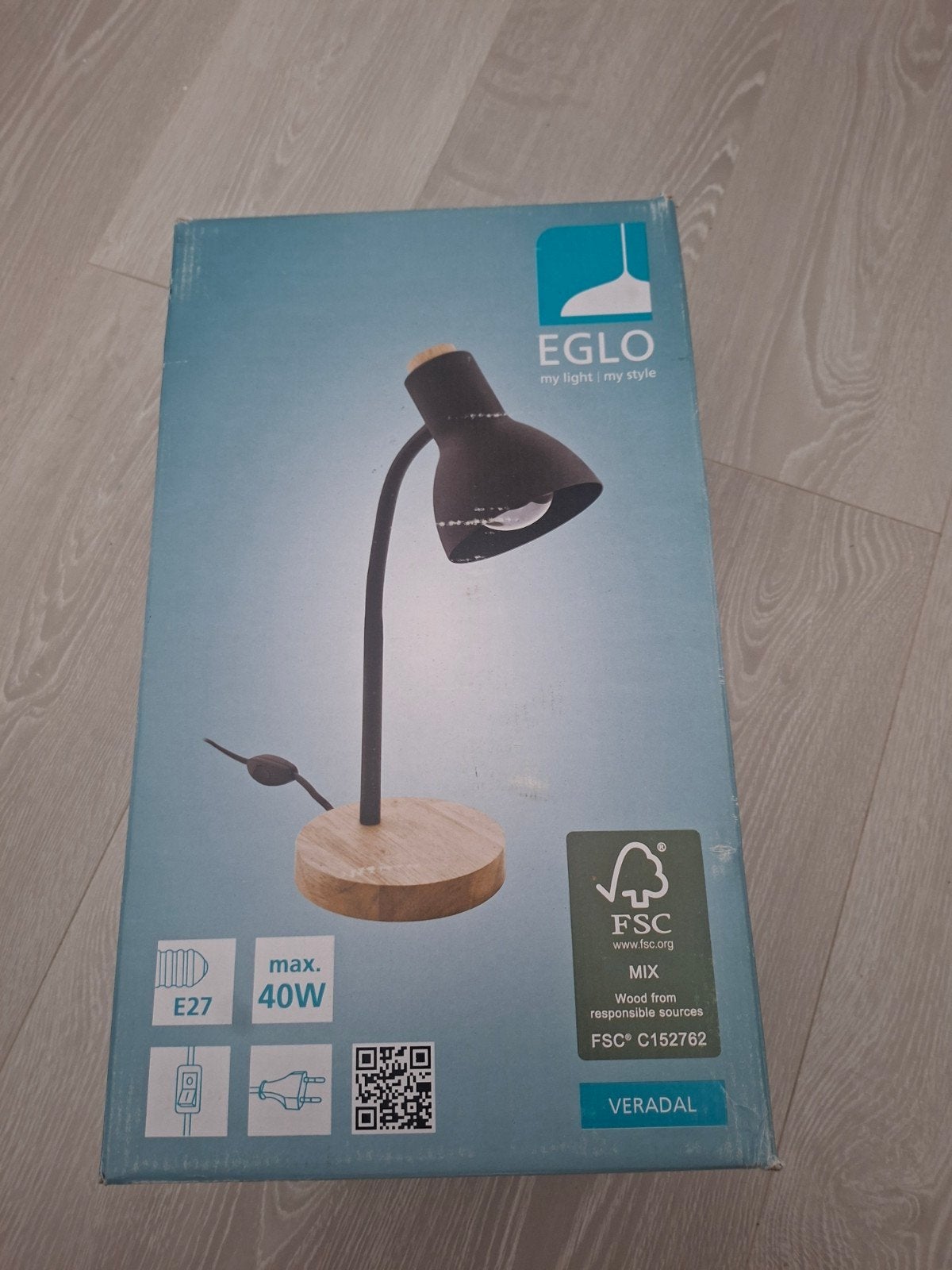 Nieuw EGLO Veradal Tafellamp Zwart met Houten Voet, Bureaulamp, Nieuw, E27 (groot), Zwart