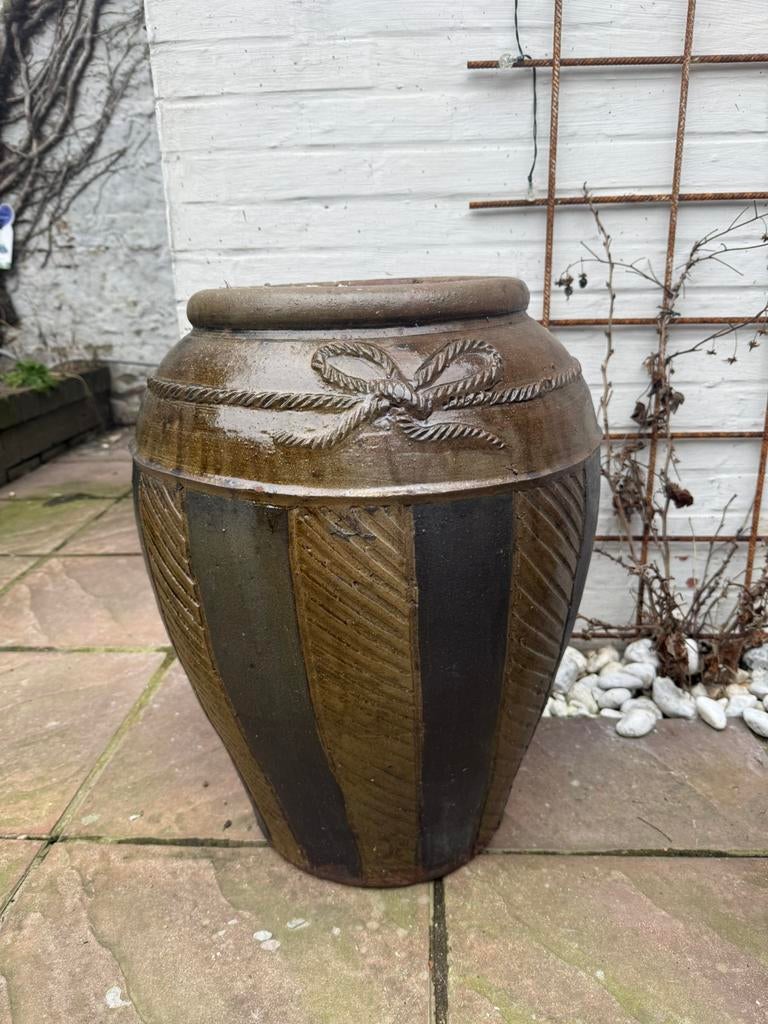 Grote oude aardewerk keramiek bloempot 55cm, Ophalen of Verzenden, Zo goed als nieuw