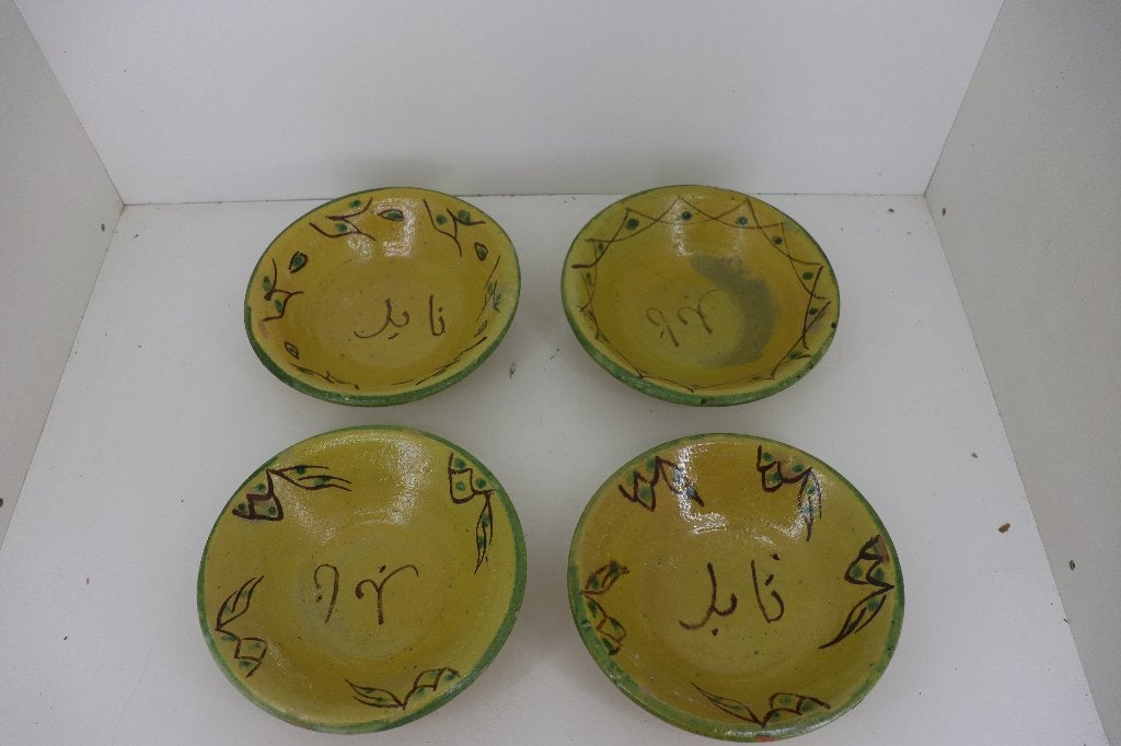 Set van 4 Antieke/Vintage Tunesische Schalen (Nabeul), Antiek en Kunst, Ophalen of Verzenden