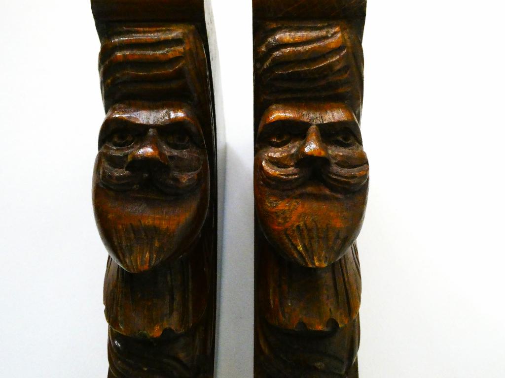 2 Houtgesneden kast ornamenten console's met ridders ridder, Houtsnijwerk, Ophalen of Verzenden, Handgemaakt, 20 - 50 cm