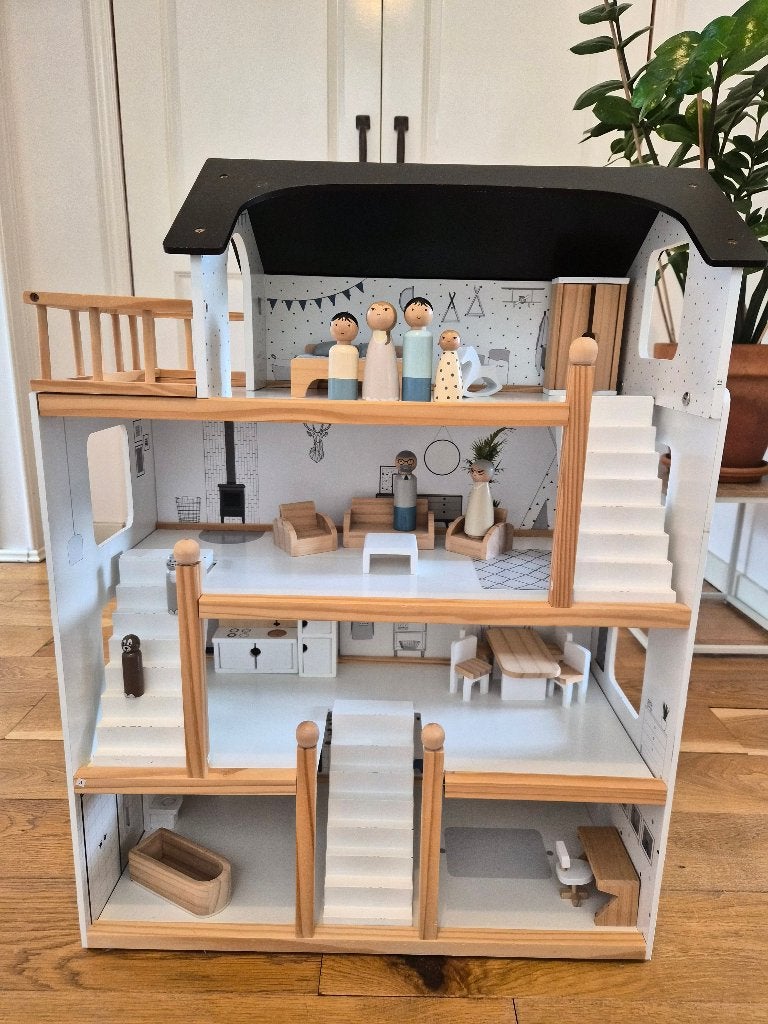 Petite Amélie XL houten poppenhuis + meubels en poppetjes, Ophalen, Zo goed als nieuw, Hout