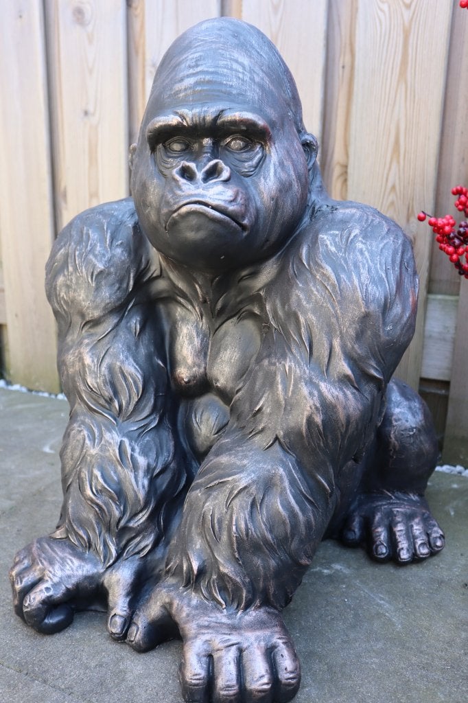 Gorilla beeld brons 58 cm | Tuinbeeld & woondecoratie