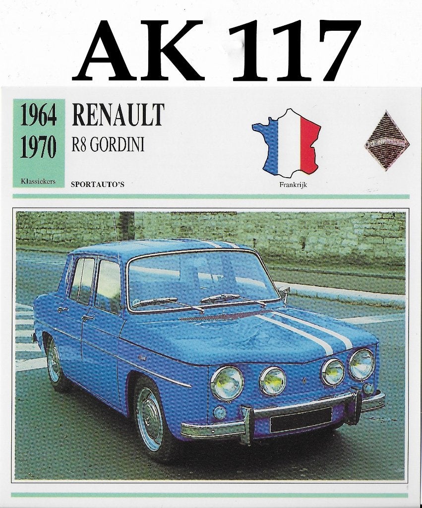 Ak117 autokaart renault r8 gordine ( 1964 - 1970 ), Ophalen of Verzenden, Zo goed als nieuw, Auto's