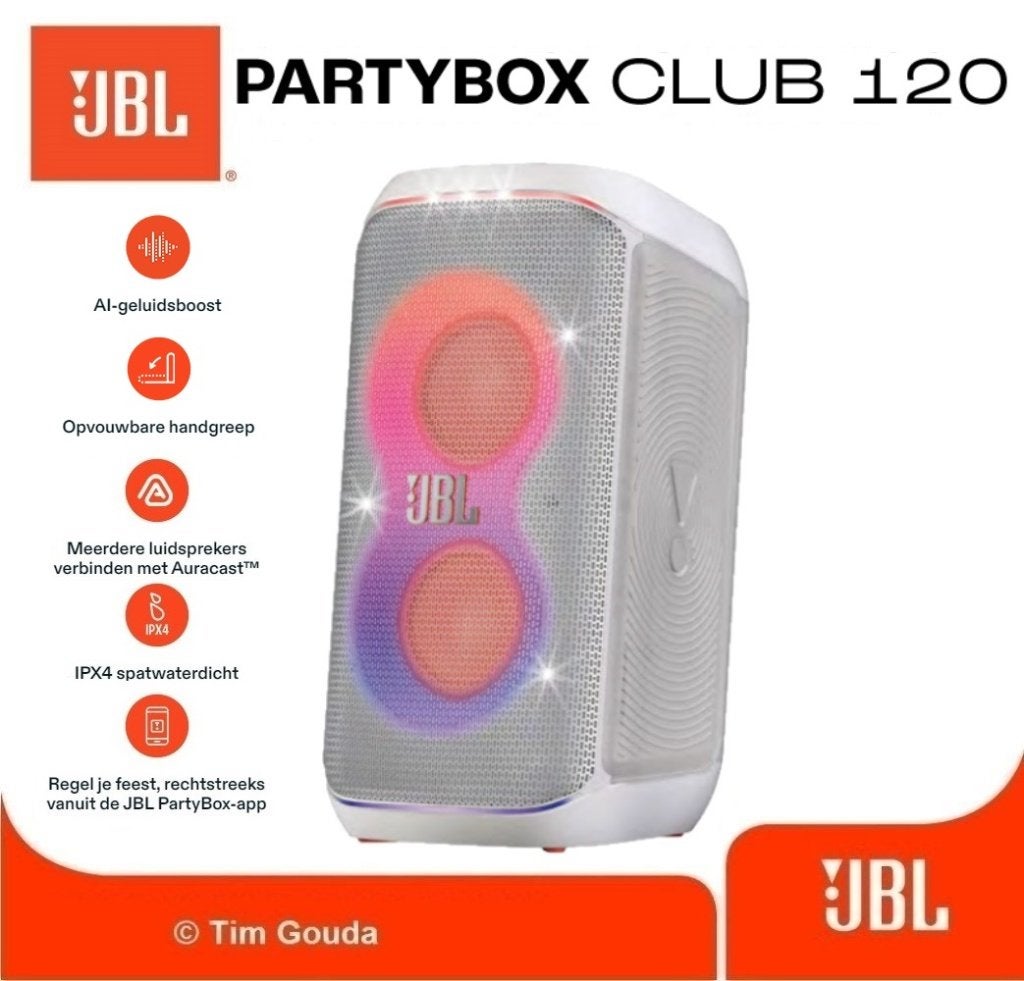 ✅ JBL Partybox Club 120 Wit - NIEUW, Audio, Tv en Foto, Luidsprekers, 150 watt of meer, JBL, Nieuw, Ophalen of Verzenden